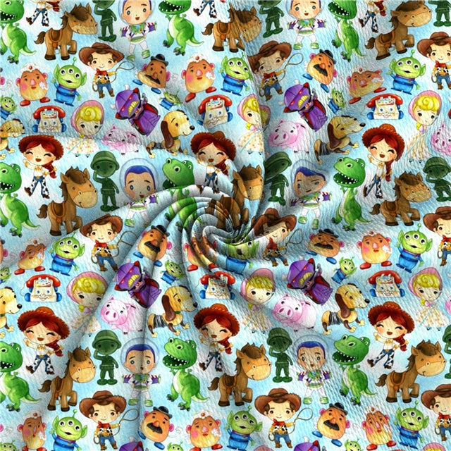 Toy Story Characters Textured Liverpool/ Bullet Fabric with a textured feels