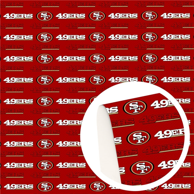 49ers Football Litchi Printed Faux Leather Sheet