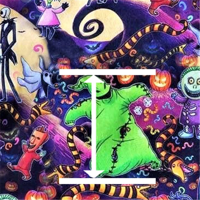 Nightmare Before Christmas Halloween  Litchi Printed Faux Leather Sheet Litchi has a pebble like feel with bright colors