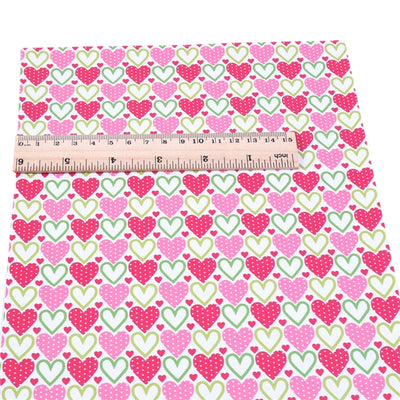 Hearts Litchi Printed Faux Leather Sheet Litchi has a pebble like feel with bright colors