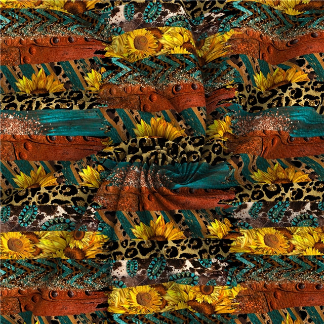 Brush Strokes Western Sunflower Textured Liverpool/ Bullet Fabric