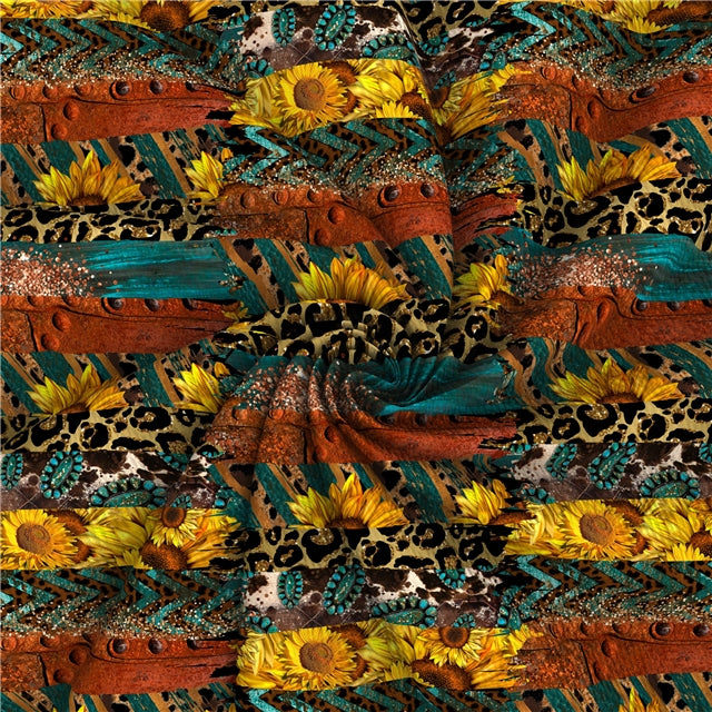 Brush Strokes Western Sunflower Textured Liverpool/ Bullet Fabric with a textured feel
