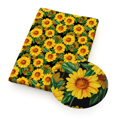 Sunflowers Print Bullet Textured Liverpool Fabric