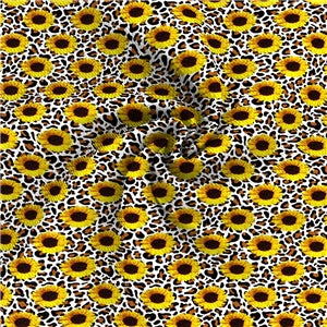Sunflowers on Leopard Print Bullet Textured Liverpool Fabric