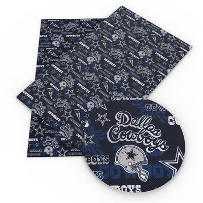 Cowboys Football Litchi Printed Faux Leather Sheet Litchi has a pebble like feel with bright colors