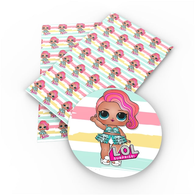 LOL Dolls Litchi Printed Faux Leather Sheet Litchi has a pebble like feel with bright colors