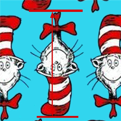 Dr Seuss The Cat In the Hat Litchi Printed Faux Leather Sheet Litchi has a pebble like feel with bright colors