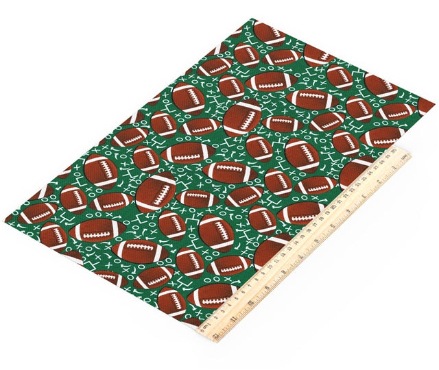 Football Litchi Printed Faux Leather Sheet Litchi has a pebble like feel with bright colors