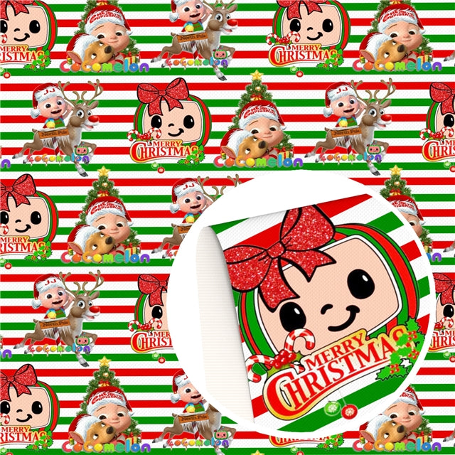 Coco melon Christmas Character Printed Faux Leather Sheet