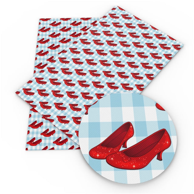 Wizard Of Oz Dorthy's Red Shoes Litchi Printed Faux Leather Sheet Litchi has a pebble like feel with bright colors