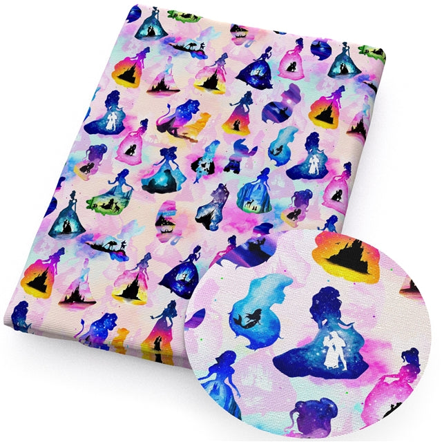 Princesses Printed Faux Leather Sheet Litchi has a pebble like feel with bright colors