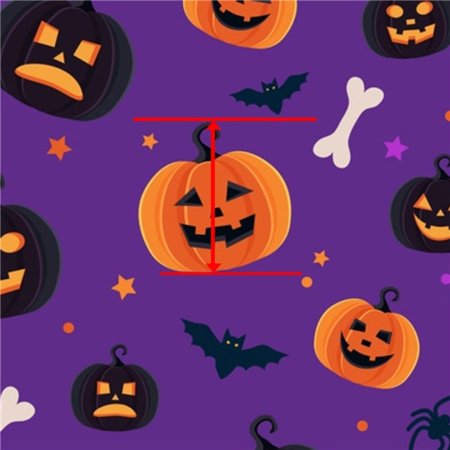 Halloween Pumpkins Litchi Printed Faux Leather Sheet