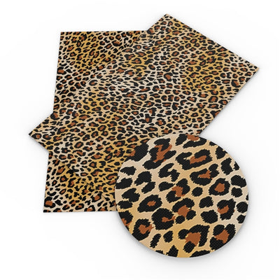 Leopard Print Litchi Printed Faux Leather Sheet Litchi has a pebble like feel with bright colors