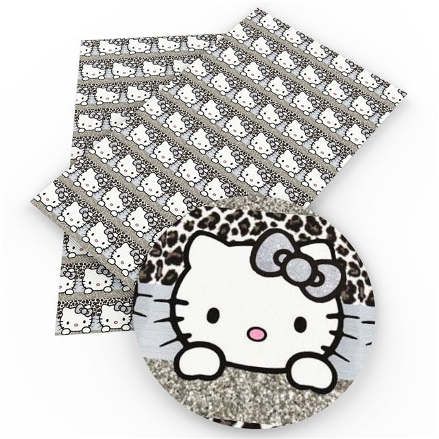 Hello Kitty Litchi Printed Faux Leather Sheet Litchi has a pebble like feel with bright colors