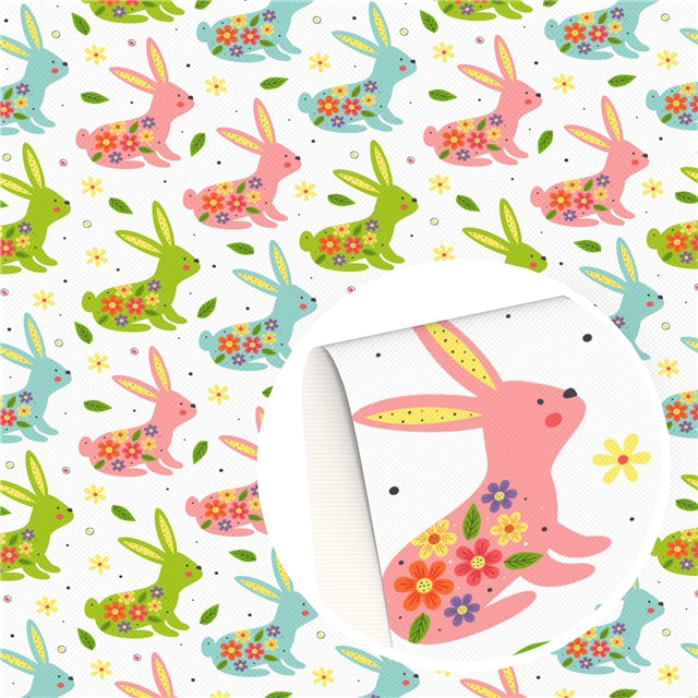 Easter Rabbits Printed Faux Leather Sheet