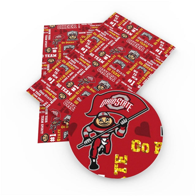 Ohio State Football Sports Litchi Printed Faux Leather Sheet Litchi has a pebble like feel with bright colors