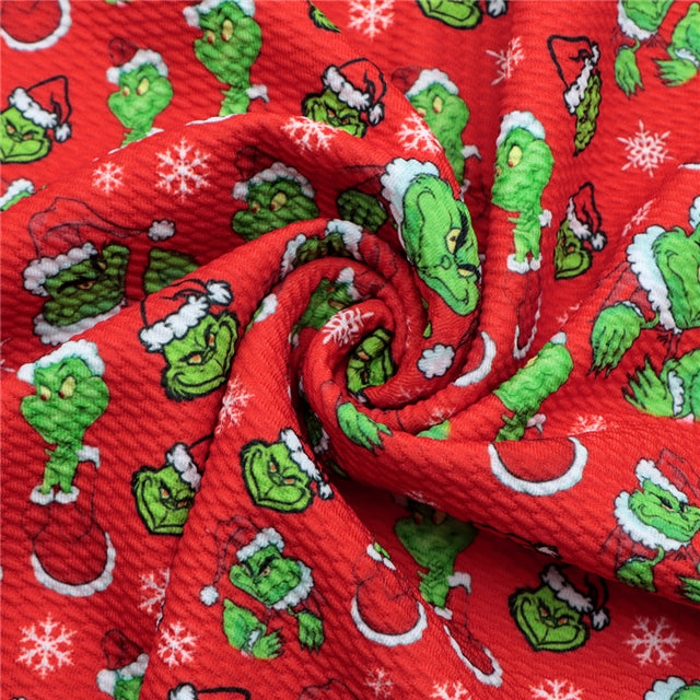 The Grinch Christmas Textured Liverpool/ Bullet Fabric with a textured feel