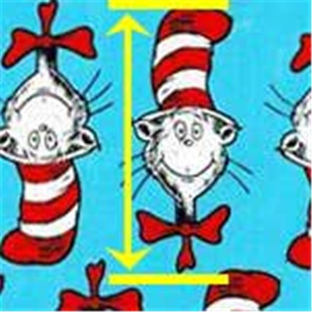 Dr Seuss The Cat In the Hat Litchi Printed Faux Leather Sheet Litchi has a pebble like feel with bright colors