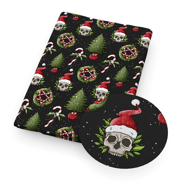 Skull Christmas Textured Liverpool/ Bullet Fabric with a textured feel