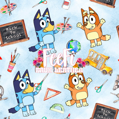 8x12, Bluey Synthetic Leather, Custom Leather Sheets, Cartoon