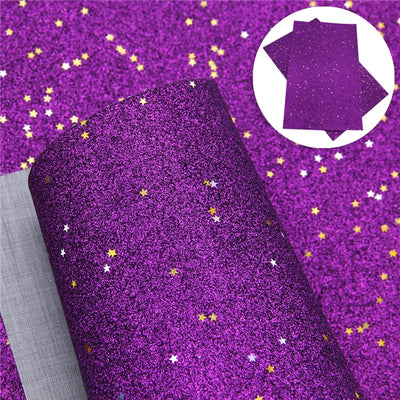 Fine Glitter with Stars Printed Sheet Multiple Colors