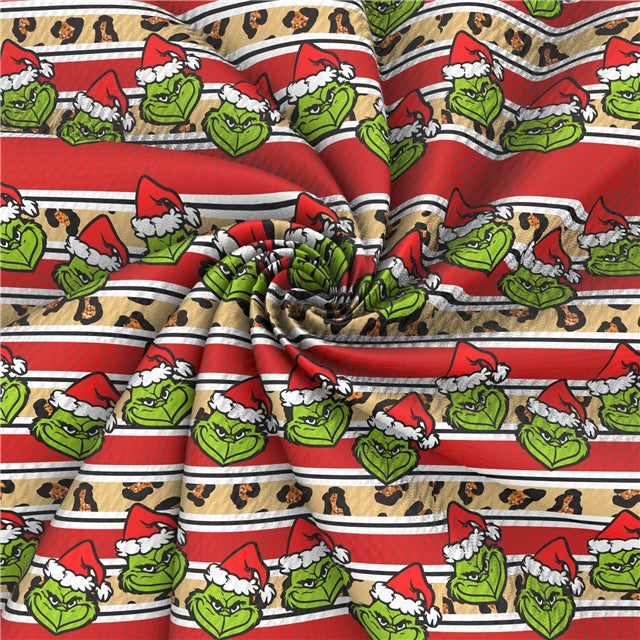 The Grinch Christmas Print Bullet Textured Liverpool Fabric