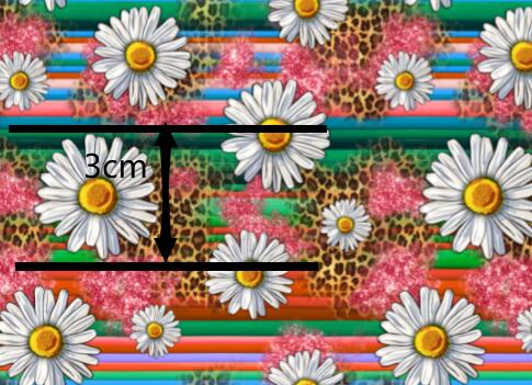 Daisies Litchi Printed Faux Leather Sheet Litchi has a pebble like feel with bright colors
