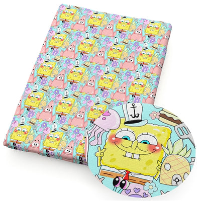 Sponge Bob and Patrick Textured Liverpool/ Bullet Fabric with a textured feel and bright colors