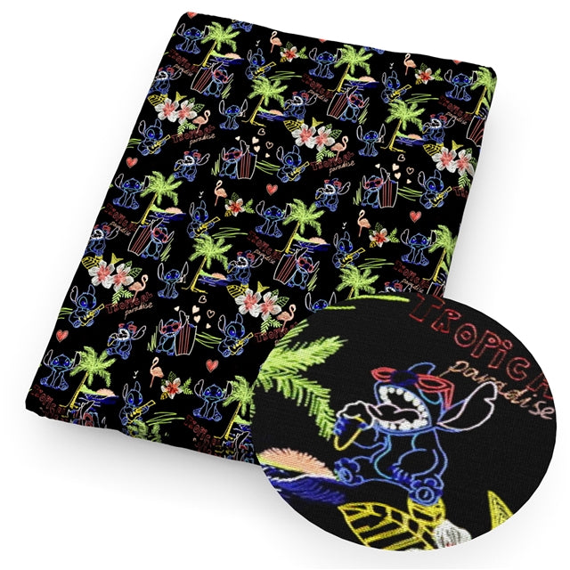 Blue Alien Litchi Printed Faux Leather Sheet Litchi has a pebble like feel with bright colors