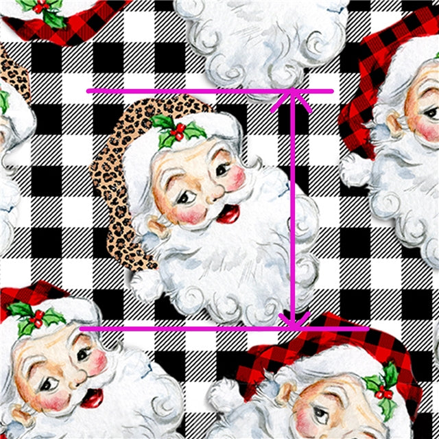 Santa with Black Plaid Background Bullet Textured Liverpool Fabric