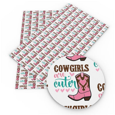 Cowgirl Boots Litchi Printed Faux Leather Sheet