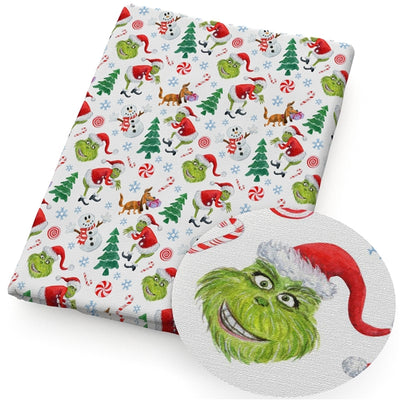 The Grinch Christmas Print Bullet Textured Liverpool Fabric
