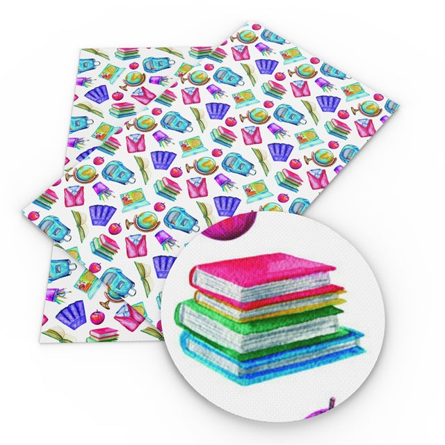 Back To School Litchi Printed Faux Leather Sheet Litchi has a pebble like feel with bright colors