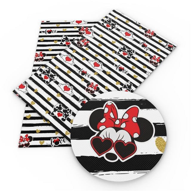 Minnie Mouse Litchi Printed Faux Leather Sheet Litchi has a pebble like feel with bright colors