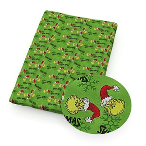 Dr Seuss The Grinch Christmas Litchi Printed Faux Leather Sheet