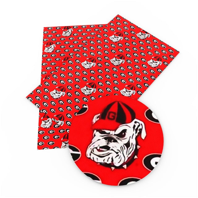 Bulldogs Football Litchi Printed Faux Leather Sheet Litchi has a pebble like feel with bright colors