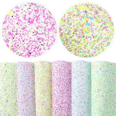 Light Pink Blue Cotton Candy Chunky Glitter Printed Faux Leather Print Sheet