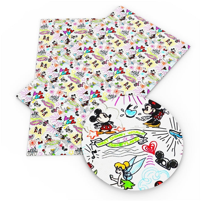 Characters Litchi Printed Faux Leather Sheet Litchi has a pebble like feel with bright colors