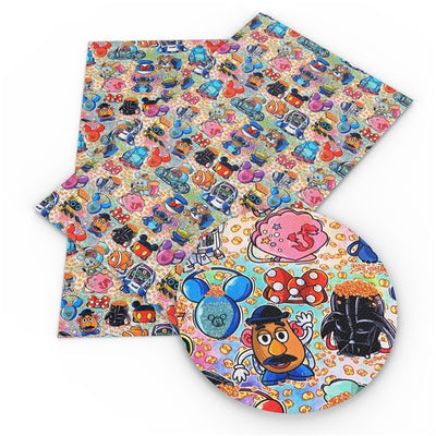 Toy Story and Other Characters Litchi Printed Faux Leather Sheet Litchi has a pebble like feel with bright colors