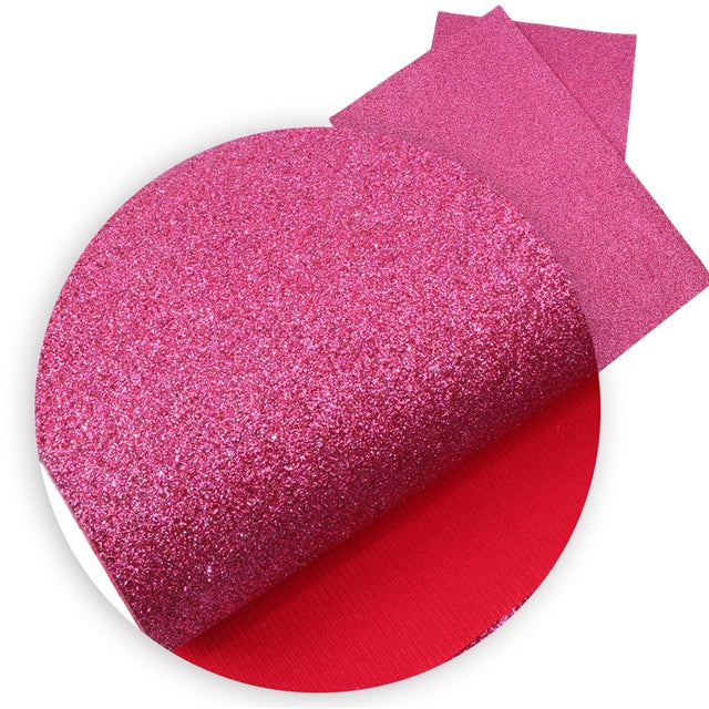 Hot Pink Glitter Printed Faux Leather Print Sheet