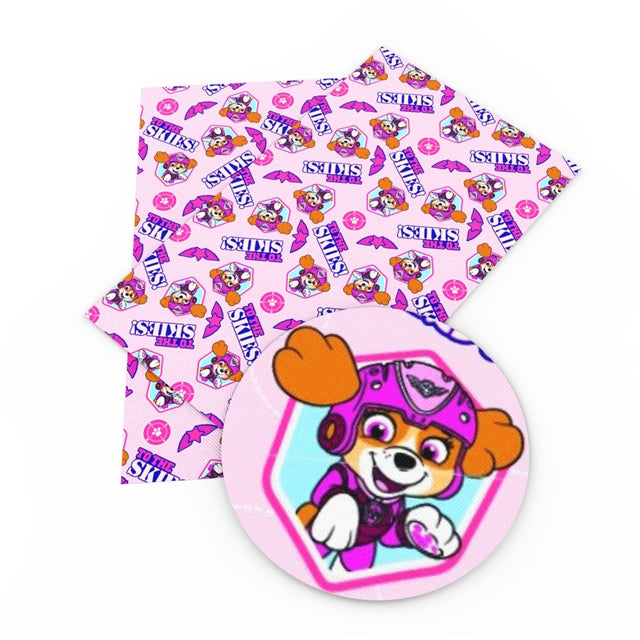 Paw Patrol Litchi Printed Faux Leather Sheet Litchi has a pebble like feel with bright colors