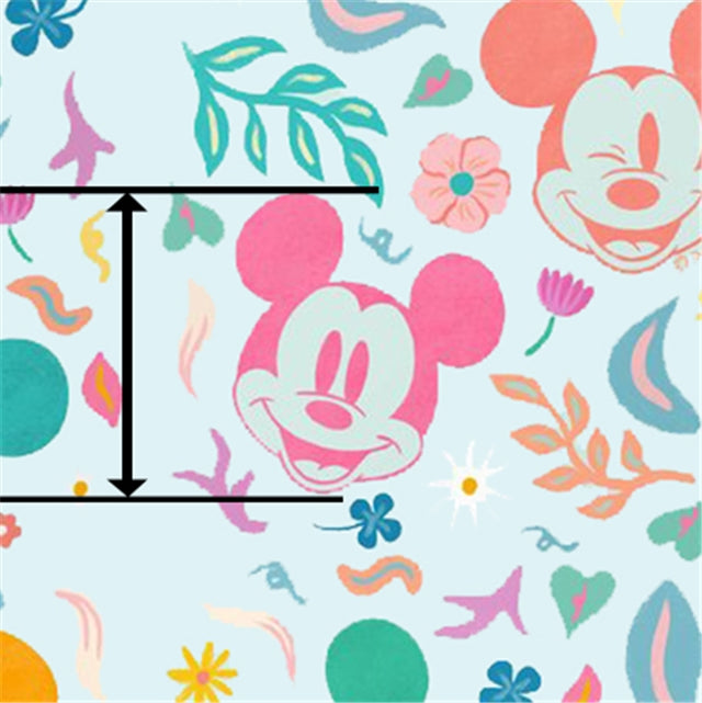 Mickey Mouse Printed Faux Leather Sheet Litchi has a pebble like feel with bright colors