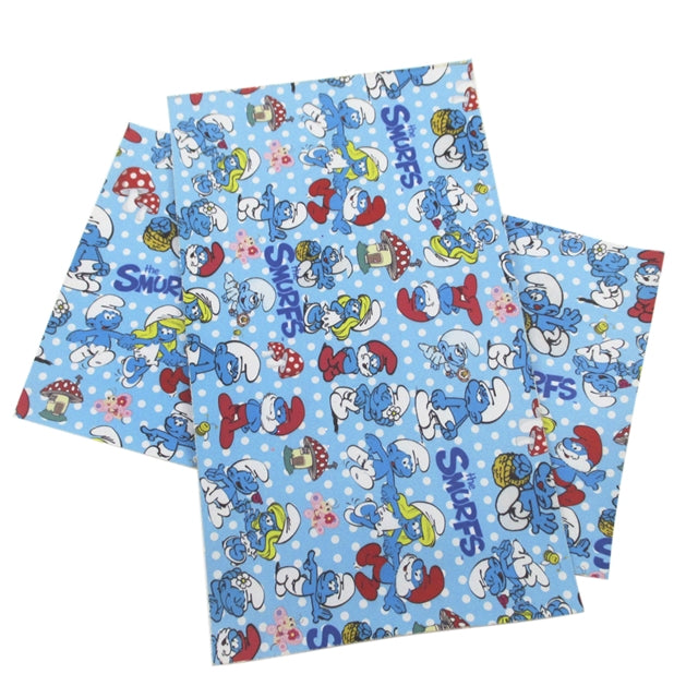 Smurfs  Litchi Printed Faux Leather Sheet Litchi has a pebble like feel with bright colors