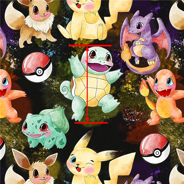 Pokemon Litchi Printed Faux Leather Sheet Litchi has a pebble like feel with bright colors