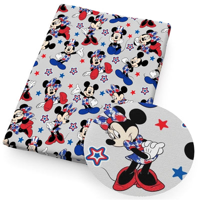 July 4th Mouse Litchi Printed Faux Leather Sheet