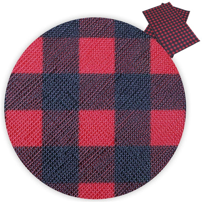 Buffalo Plaid Litchi Printed Faux Leather Sheet Litchi has a pebble like feel with bright colors