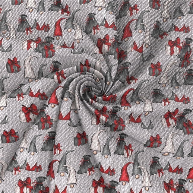 Christmas Gnomes Print Bullet Textured Liverpool Fabric