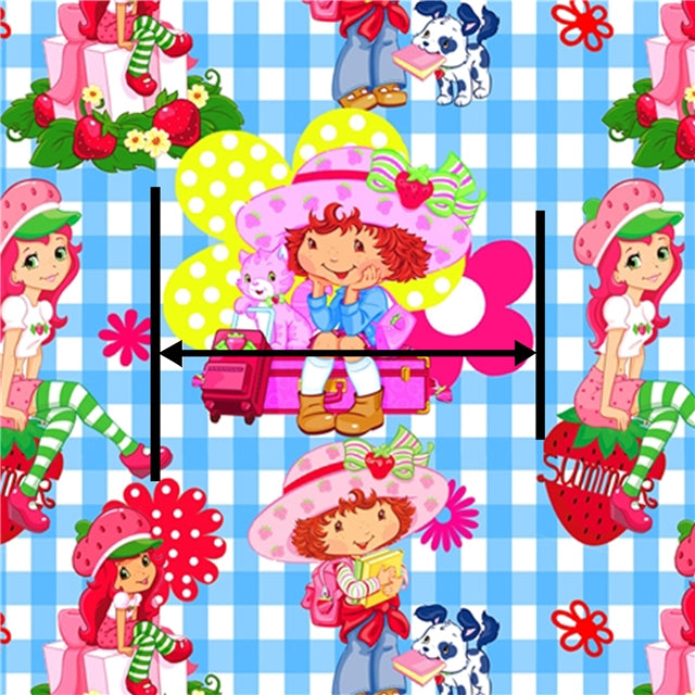 Strawberry Shortcake Litchi Printed Faux Leather Sheet Litchi has a pebble like feel with bright colors