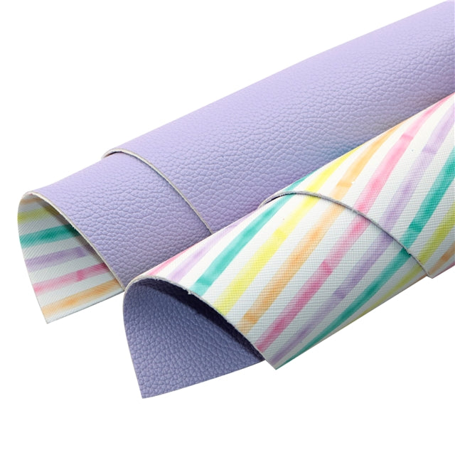 Double Sided Rainbow and Purple Printed Faux Leather Sheet