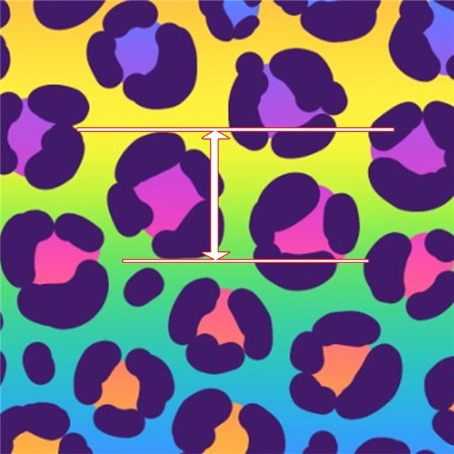 Lisa Frank Inspired Rainbow Leopard Litchi Printed Faux Leather Sheet Litchi has a pebble like feel with bright colors